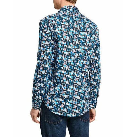 Robert Graham Button Front Shirt XL Circle Floral Print Contrast Flip Cuffs - Picture 9 of 12